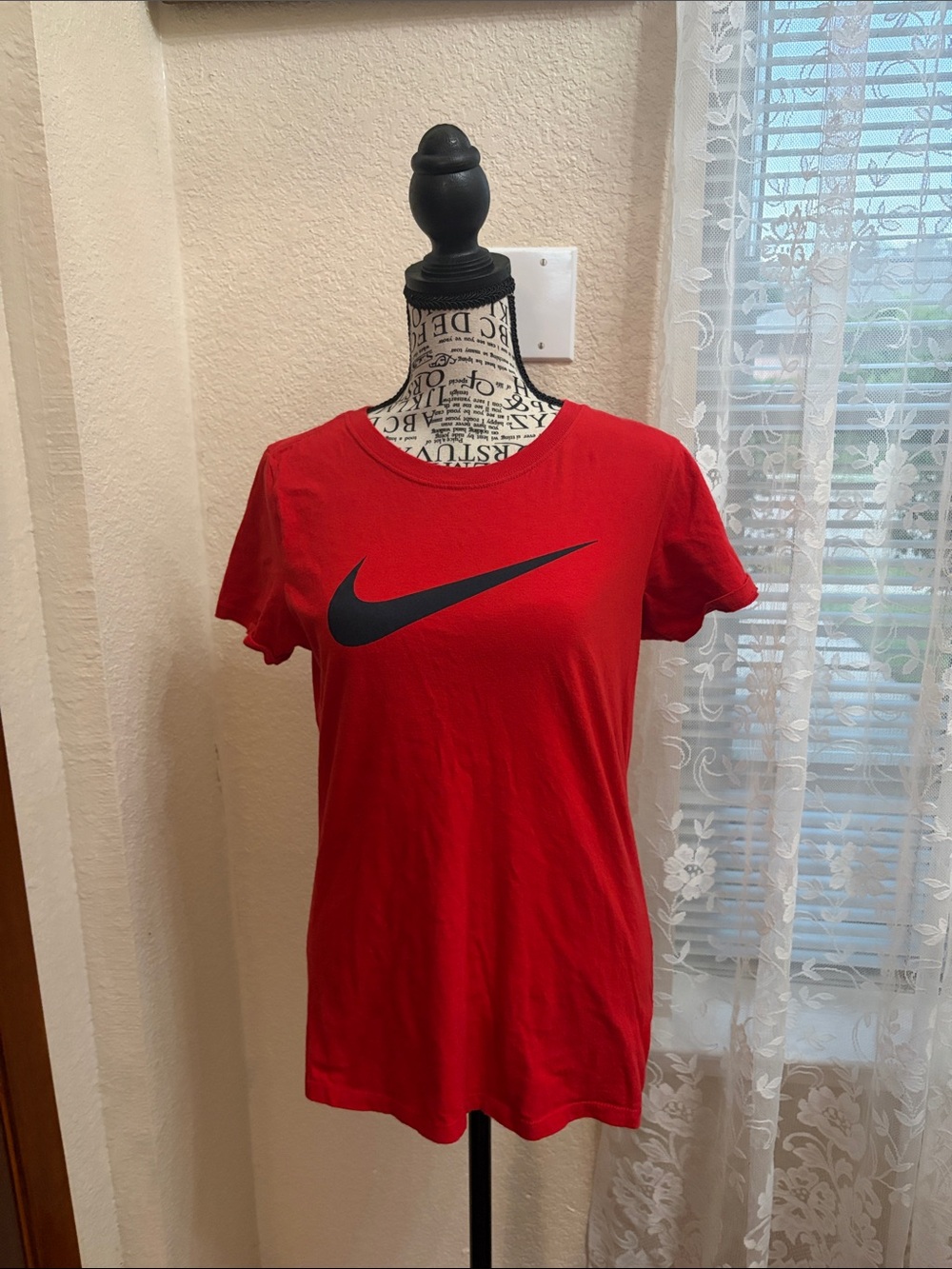 Nike Red Short-Sleeve Women's Tee with Black Swoosh